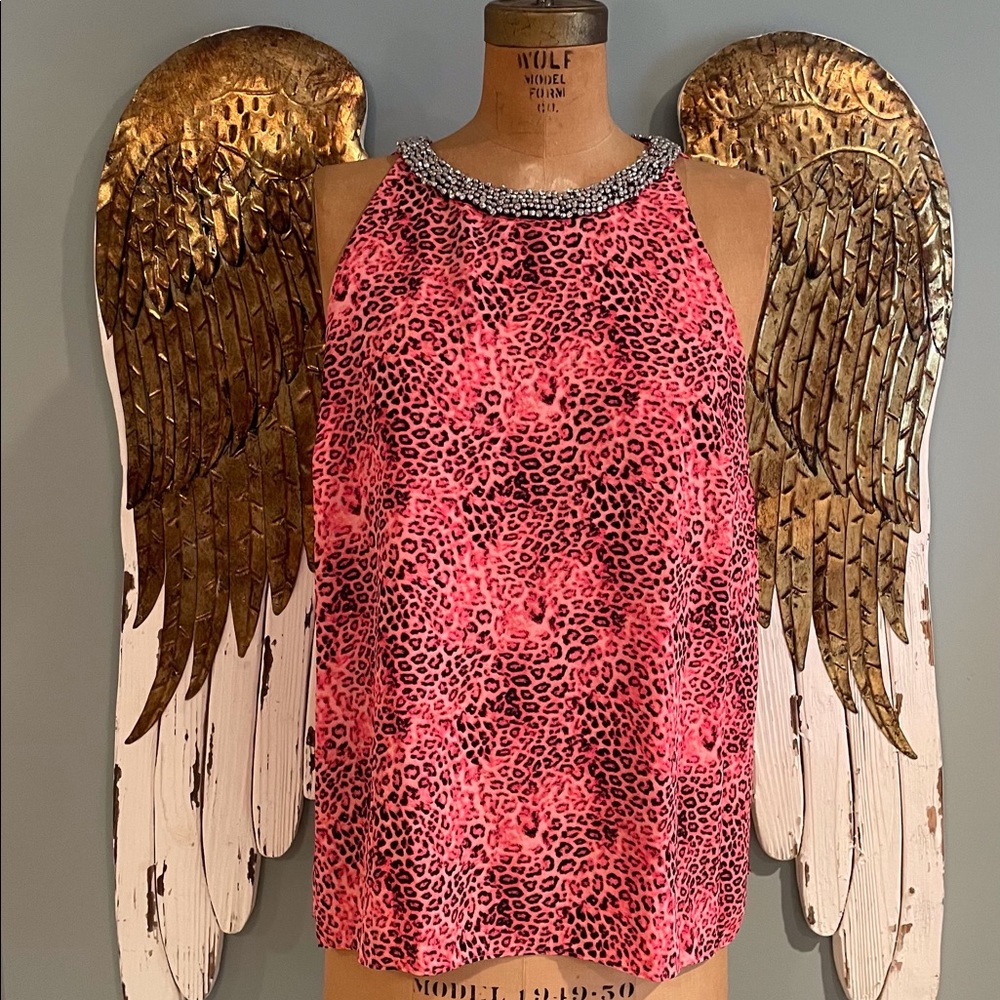 Jennifer Lopez Pink Leopard Blouse NWT
